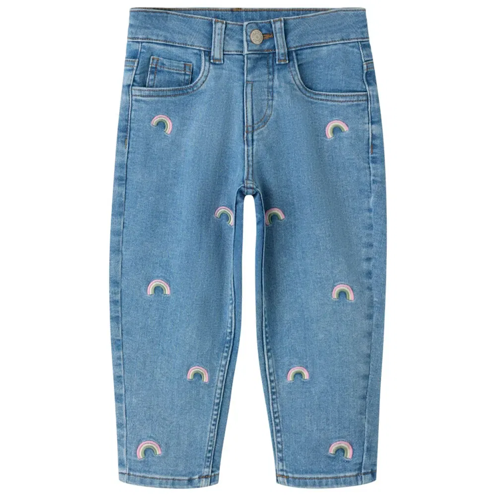 Детские джинсы для девочек с mom fit Bella Mom Emb Name it, Blue