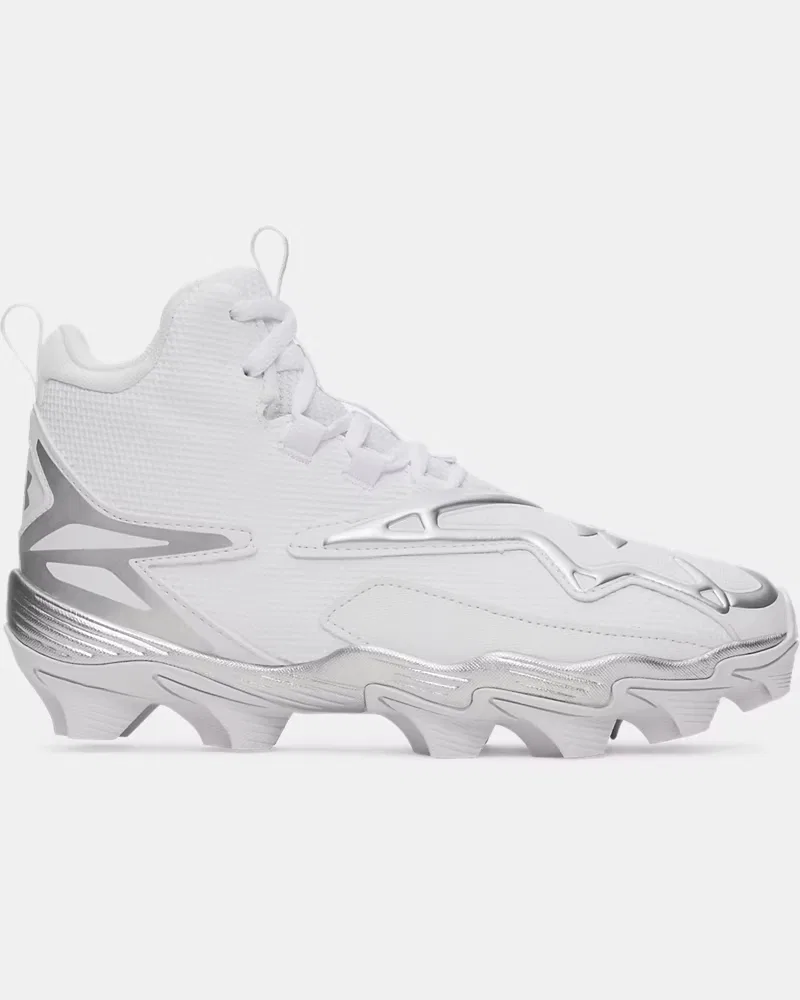 Детские бейсбольные шиповки с амортизацией EVA UA Harper 11 RM Jr. UnderArmour, White/Metallic Silver