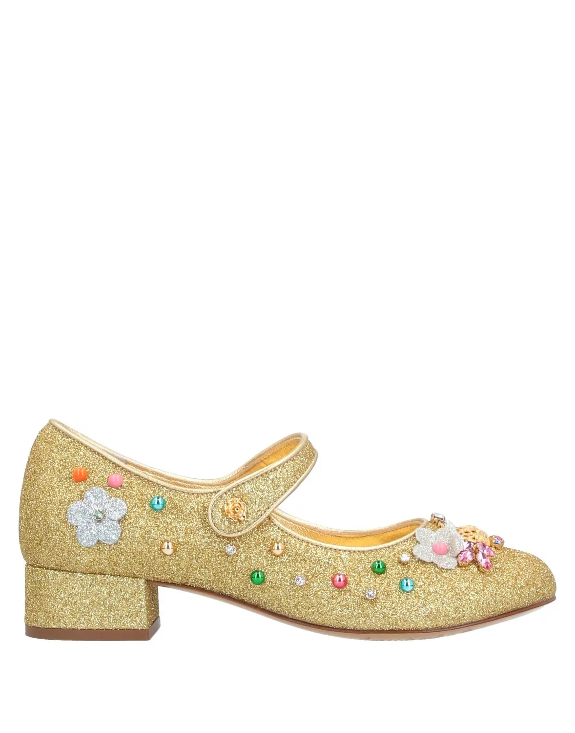 Детские балетки для девочек с блестками Mary Jane Ballet Flats Dolce&Gabbana, золотой