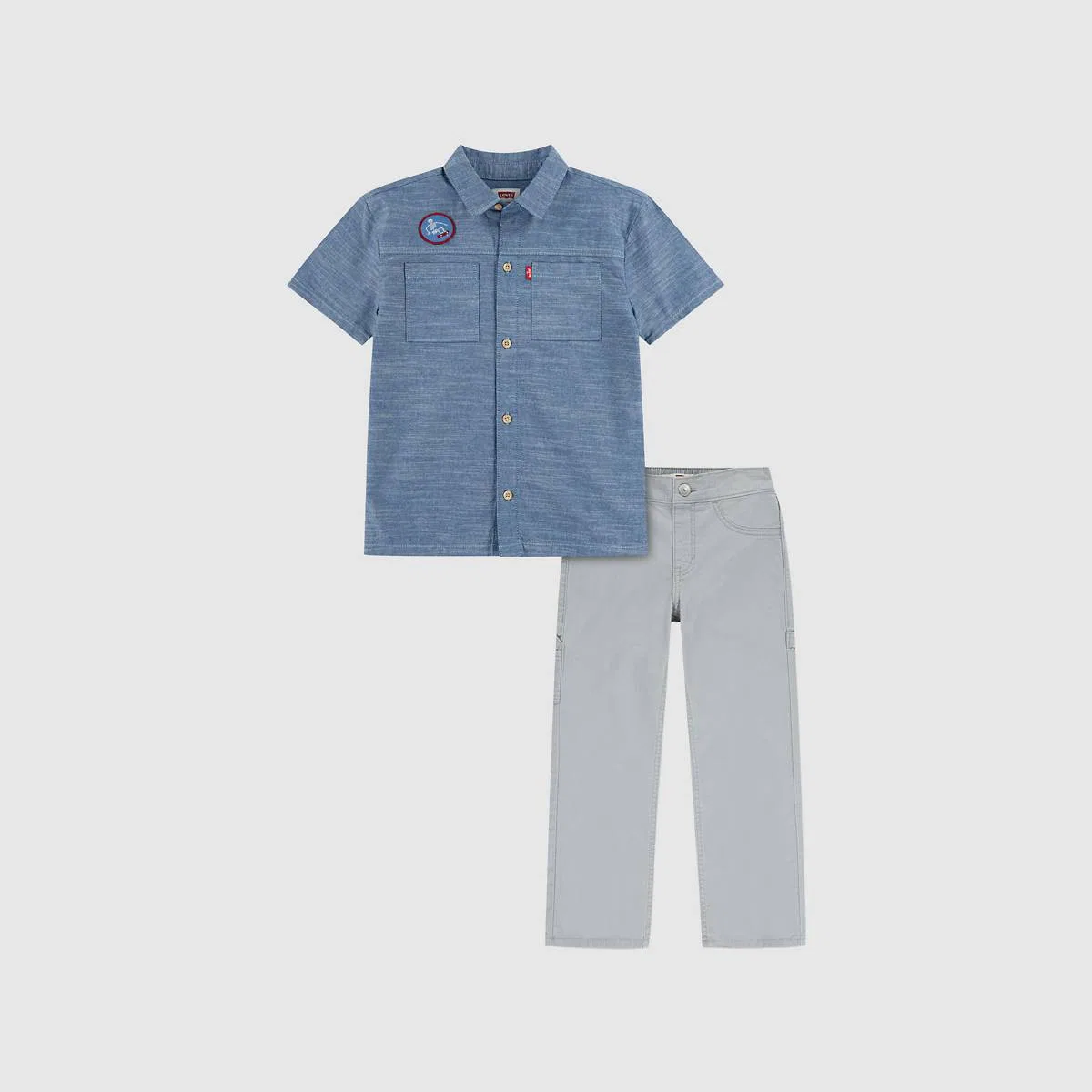 Комплект из рубашки и брюк из шамбре для мальчиков 4-7 лет Levi's, Blue Chambray - Blue — фото 3