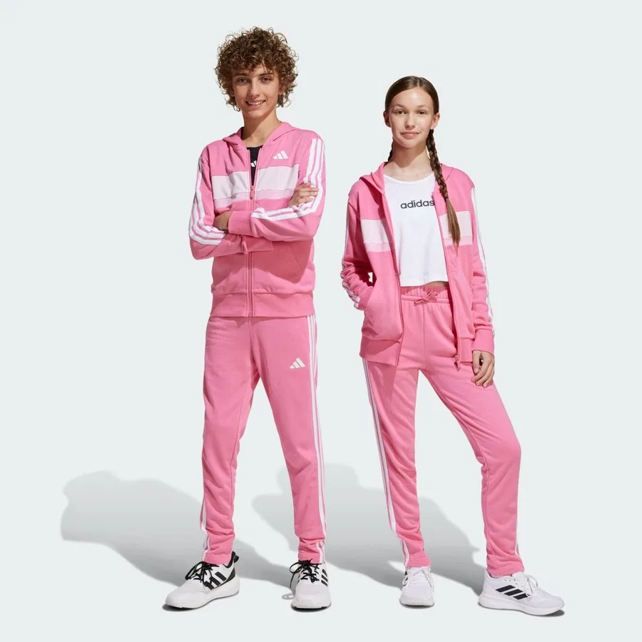 Детский спортивный костюм с принтом 3-Stripes Seasonal Essentials Tiberio 3-Stripes French Terry Track Suit adidas, Розово-белый