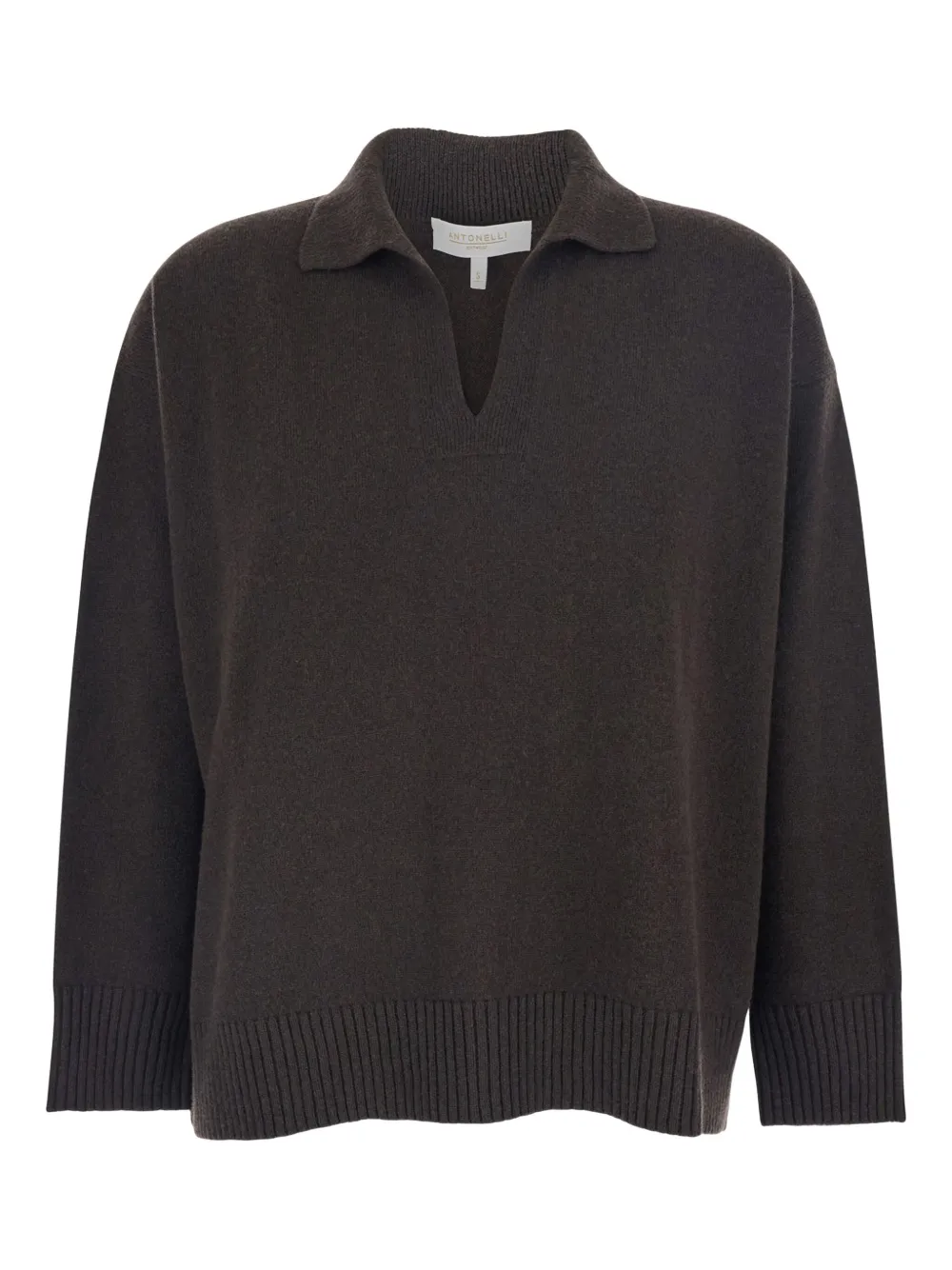 

Рифленый свитер с V-образным вырезом Antonelli, коричневый