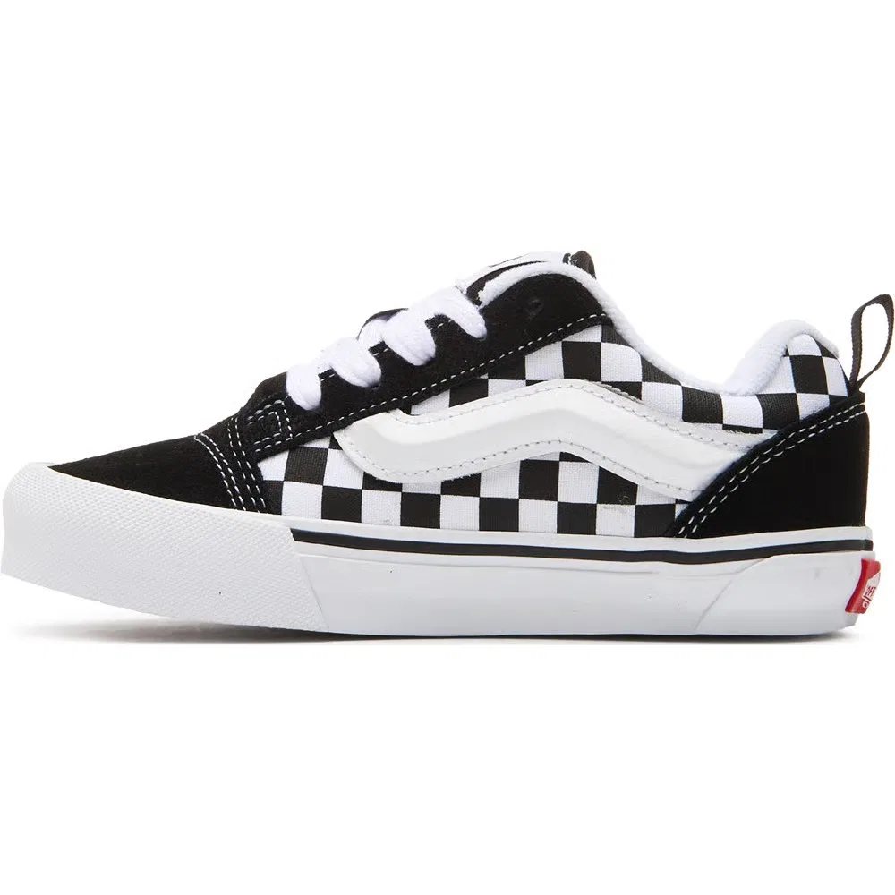 Детские скейтерские кроссовки Knu Skool Vans, Black/White/Check — фото 3