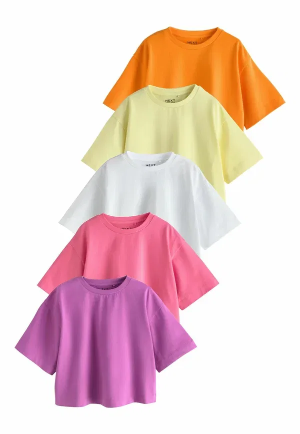 Набор футболок 5шт, Regular fit, basic t-shirt Next, Pink/Purple/White, белый/фиолетовый/розовый