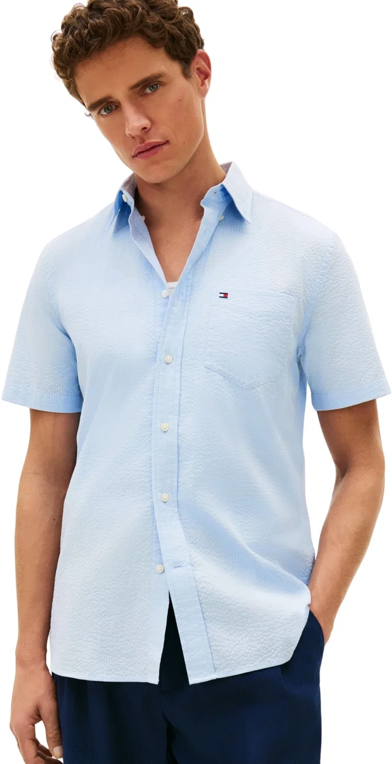 Мужская рубашка с длинным рукавом Seersucker Solid SS RF Shirt Tommy Hilfiger, Sweet Blue
