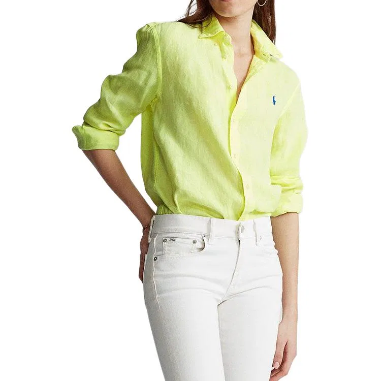 Женская рубашка свободного кроя Polo Ralph Lauren, Yellow — фото 4