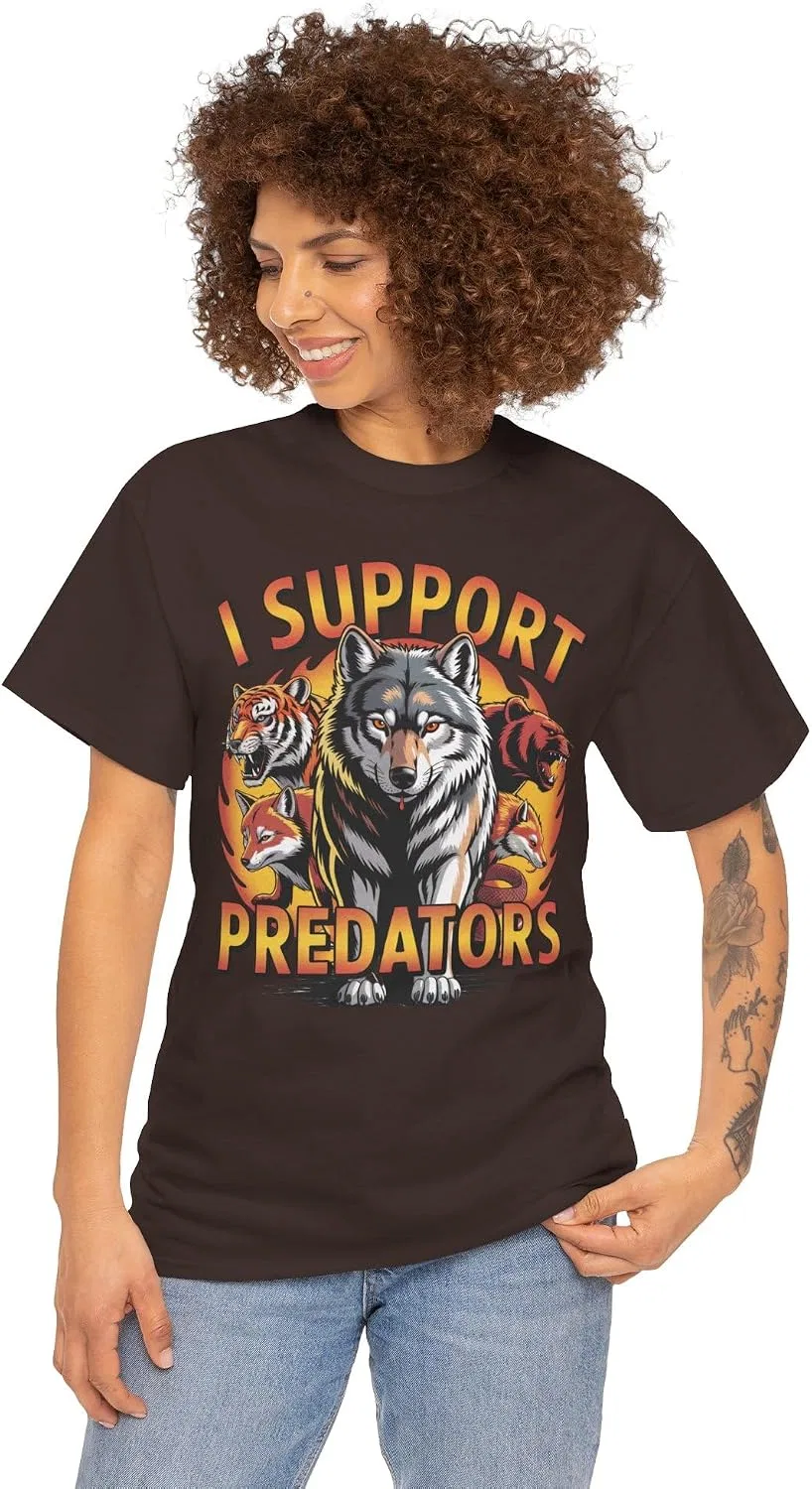 Мужская футболка с принтом волка I Support Predator, Dark Chocolate — фото 2