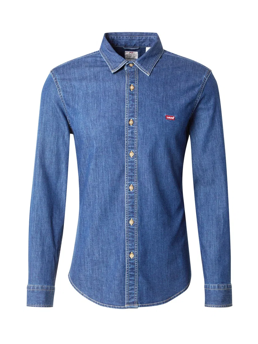 Рубашка LEVI'S Slim fit на пуговицах 'Battery Housemark Slim Fit Shirt', синий джинсовый материал