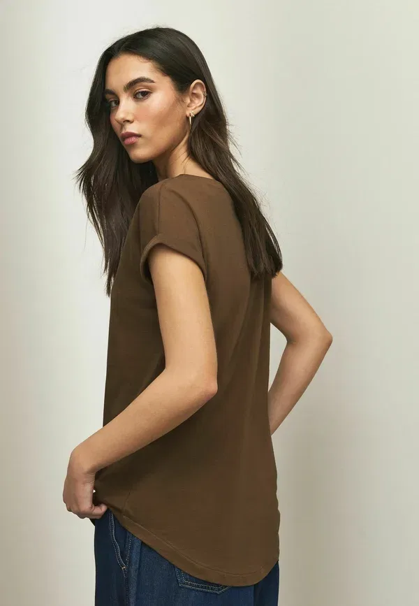Футболка из хлопка Petite fit - cap sleeve 5 pack - basic t-shirt Next, коричневый, оранжевый, желтый, белый — фото 2