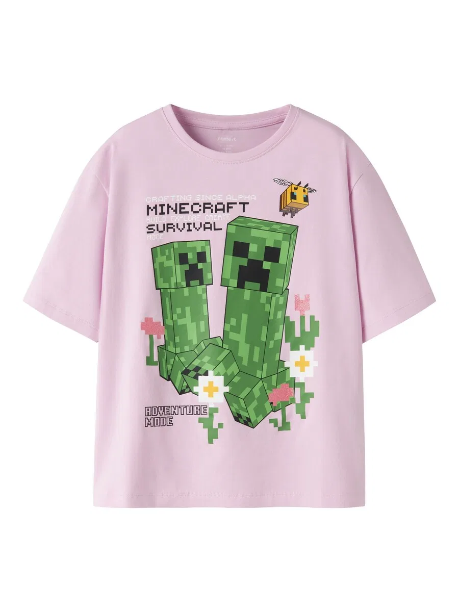 Футболка NAME IT с надписью «Minecraft» в розовом цвете