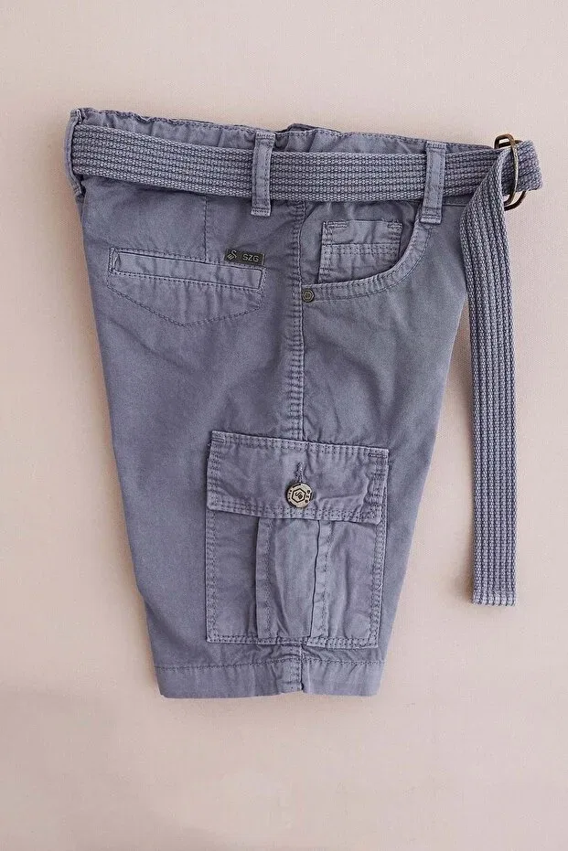 Детские шорты-карго для мальчиков с поясом Beli Fulla Moda, Smoke Grey — фото 3