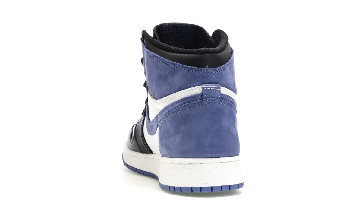 Детские кроссовки высокие с принтом Jordan 1 Retro High Jordan, Summit White/Blue Moon-Black — фото 4