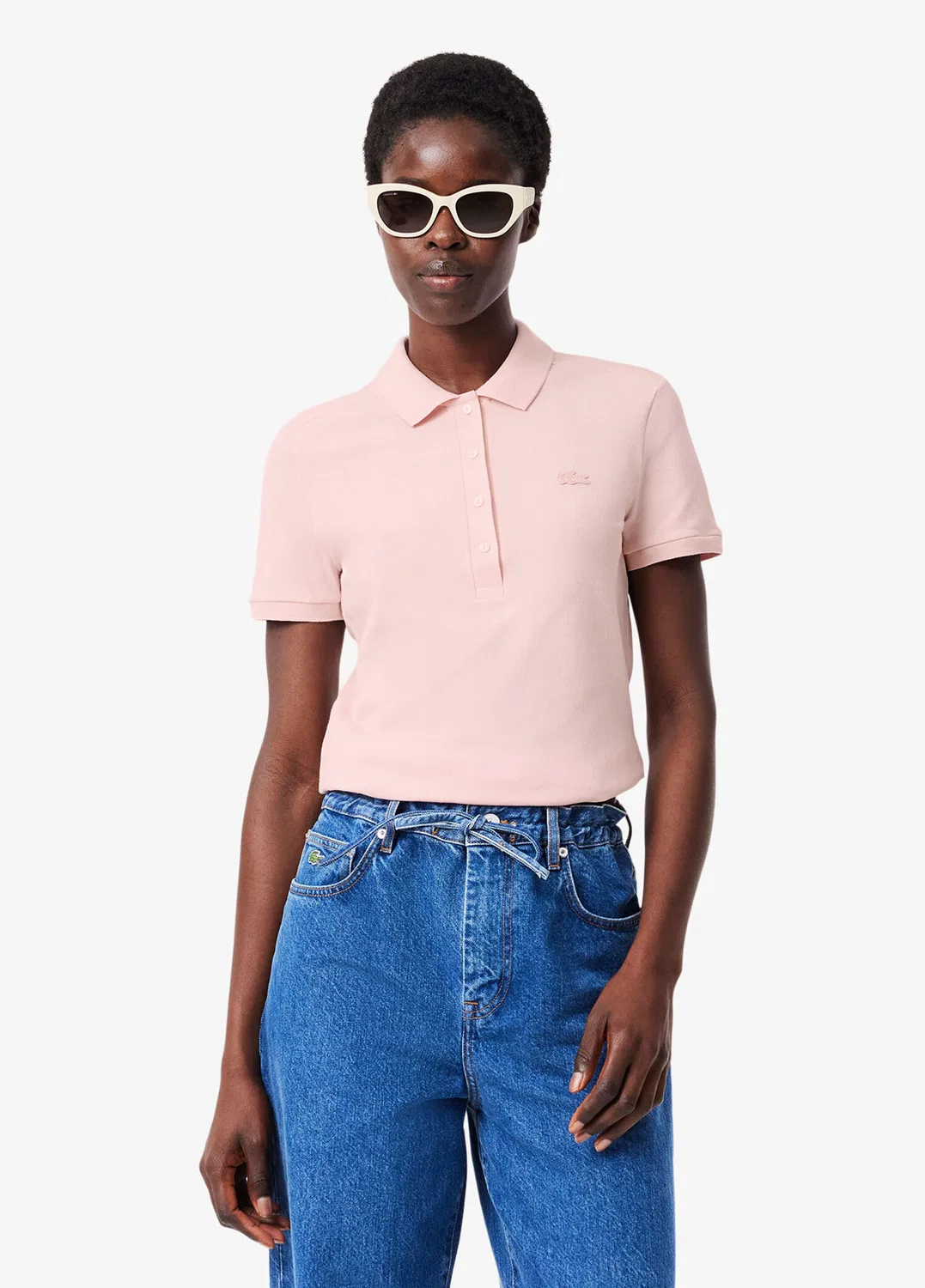 Поло Lacoste Slim Fit, воротник поло, розовый — фото 2