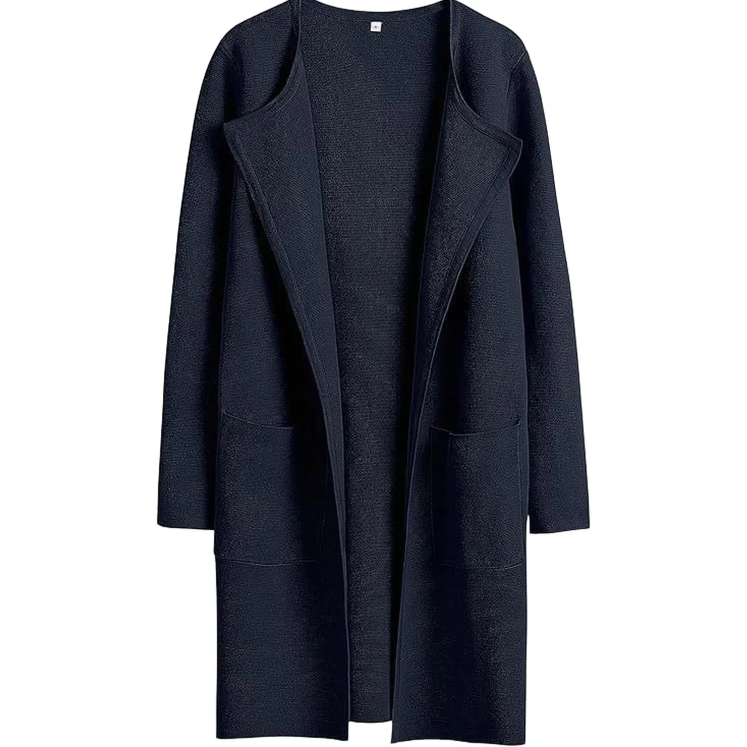 Женское пальто с лацканами из шерстяной смеси, Blu navy