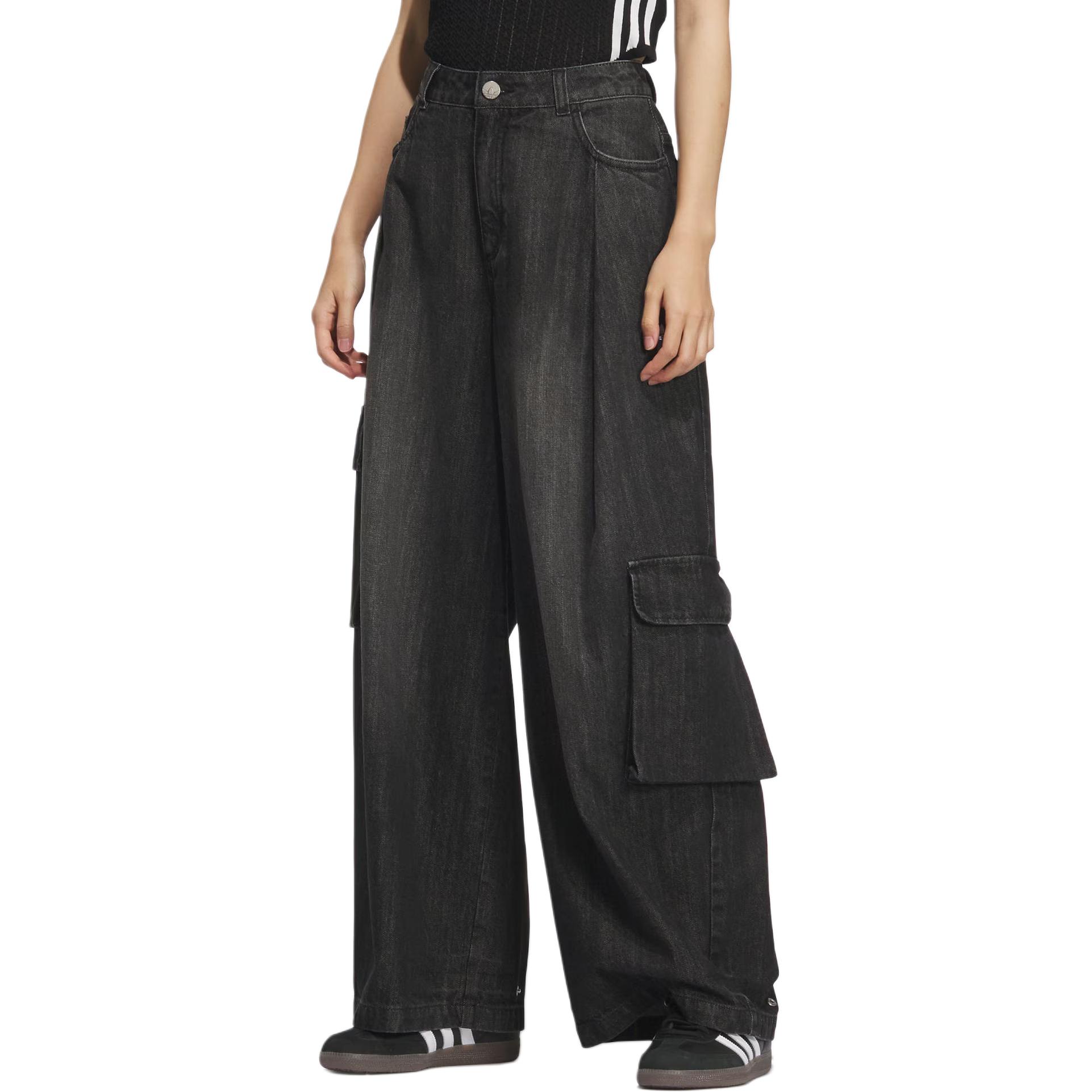 SS25 Soft Denim Cargo Jоггеры джинсы женские Adidas Originals, черный — фото 2