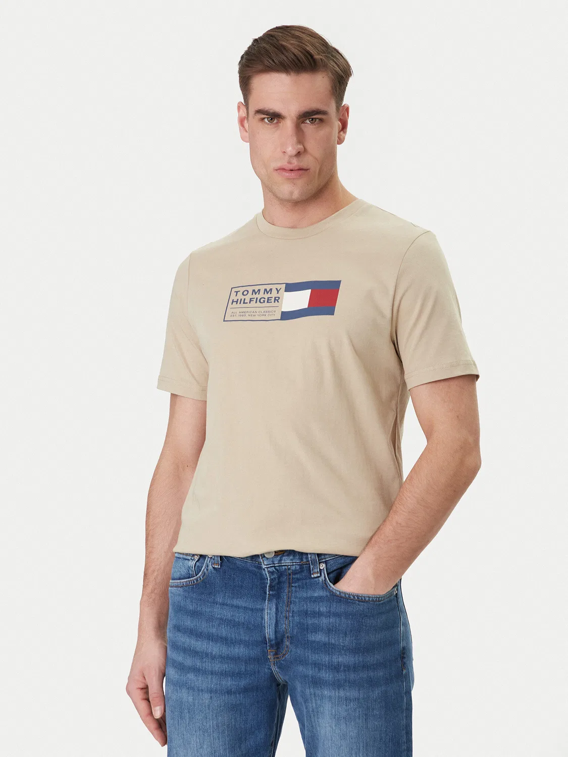 Мужская футболка стандартного кроя Brand Love Box Tommy Hilfiger, бежевый