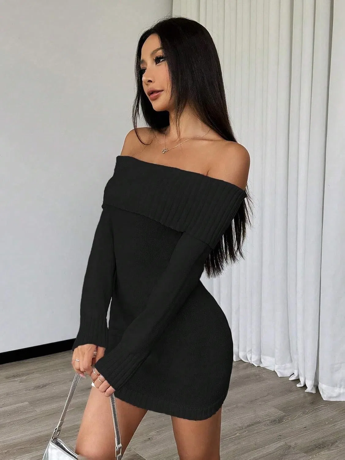 Женское повседневное платье slim fit с коротким рукавом, Black — фото 4