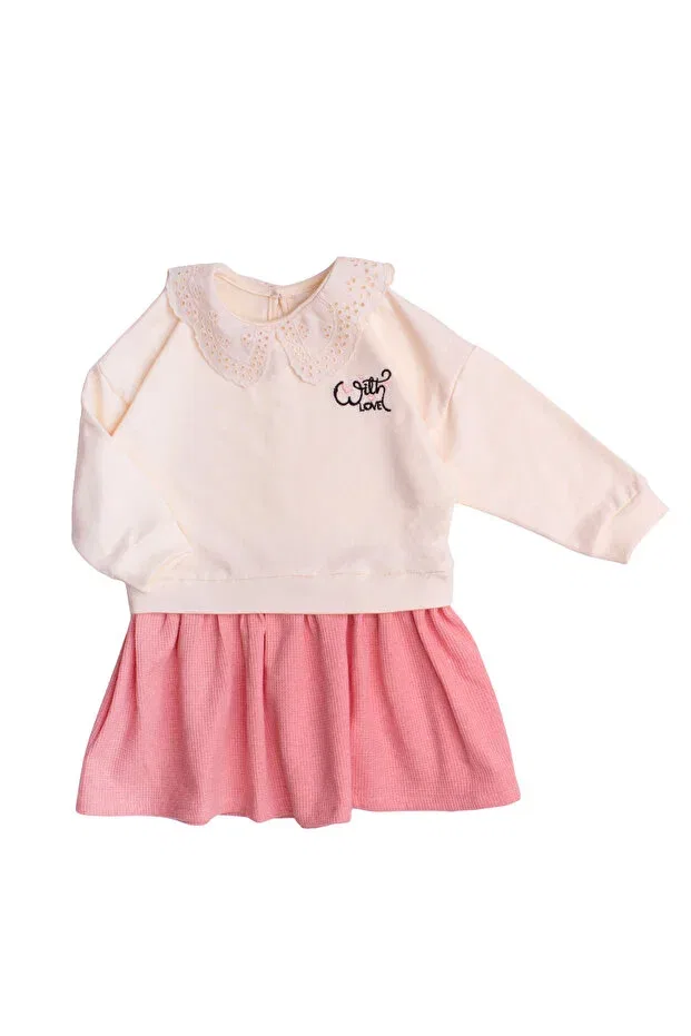 Детское платье из футера для девочек с длинным рукавом Chicsy Baby, Dried Rose — фото 4