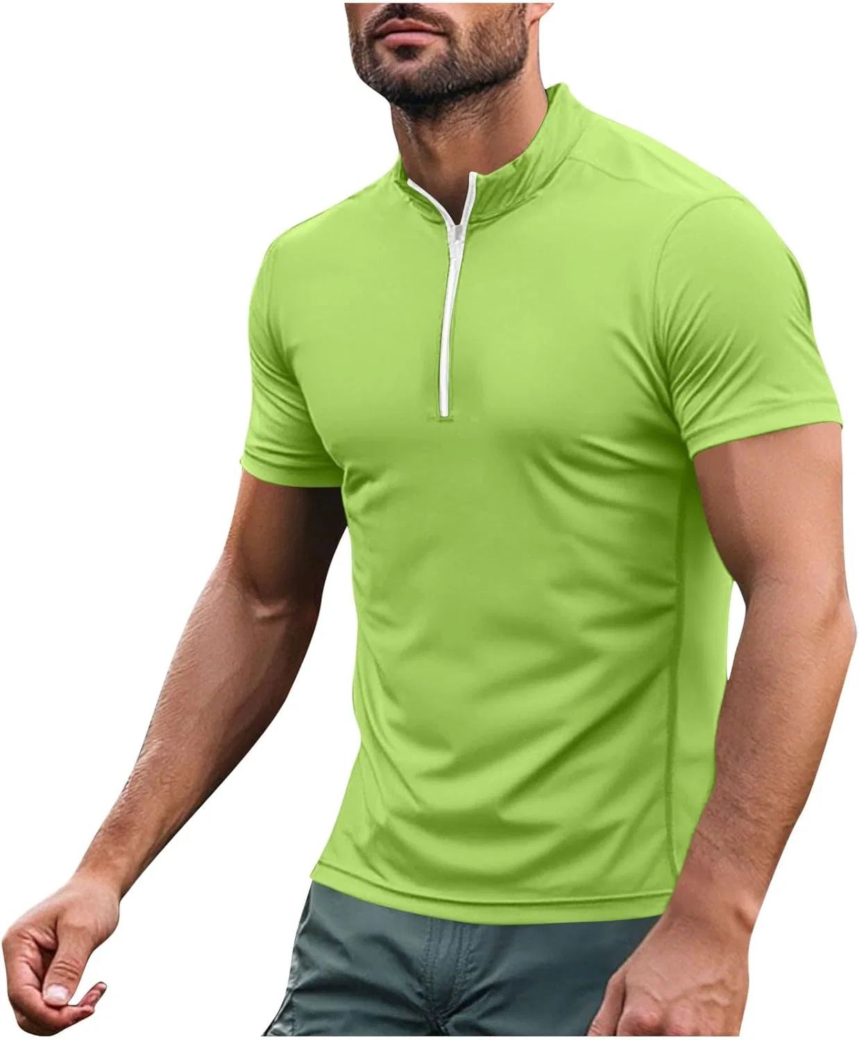 Мужская футболка с длинным рукавом Mock Neck, Green