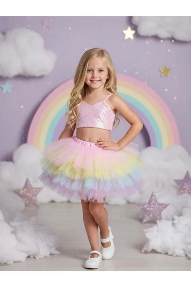 Детское вечернее платье для девочек с пайетками Zekids, Colored — фото 4