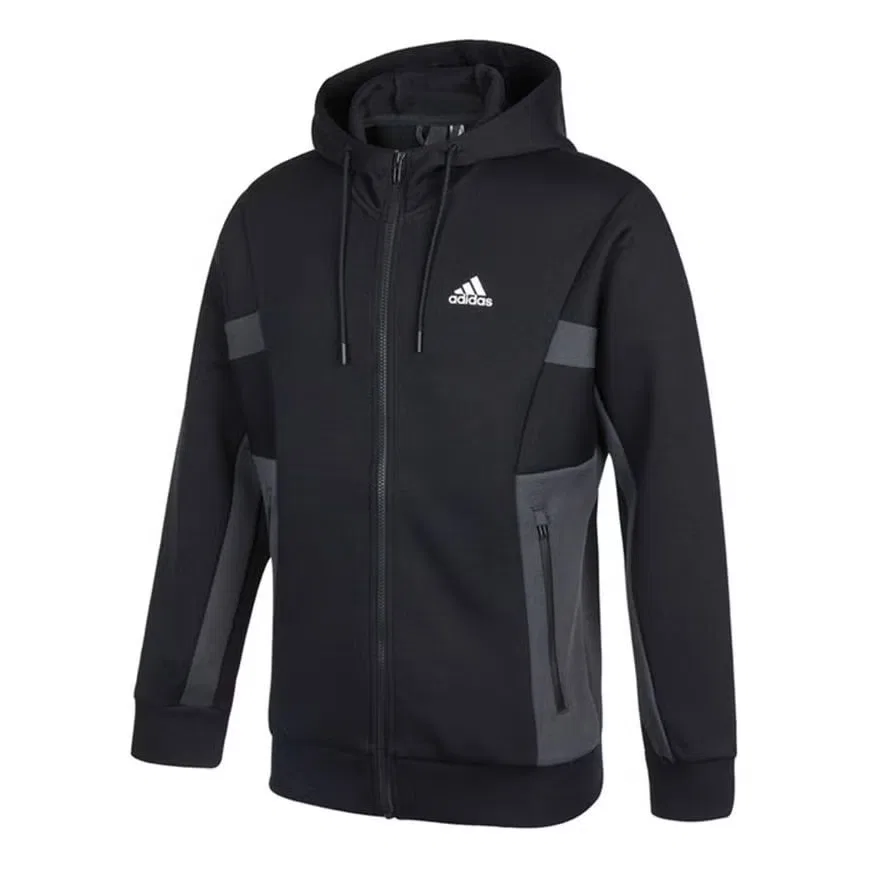 Спортивная куртка с капюшоном на молнии Adidas, черная