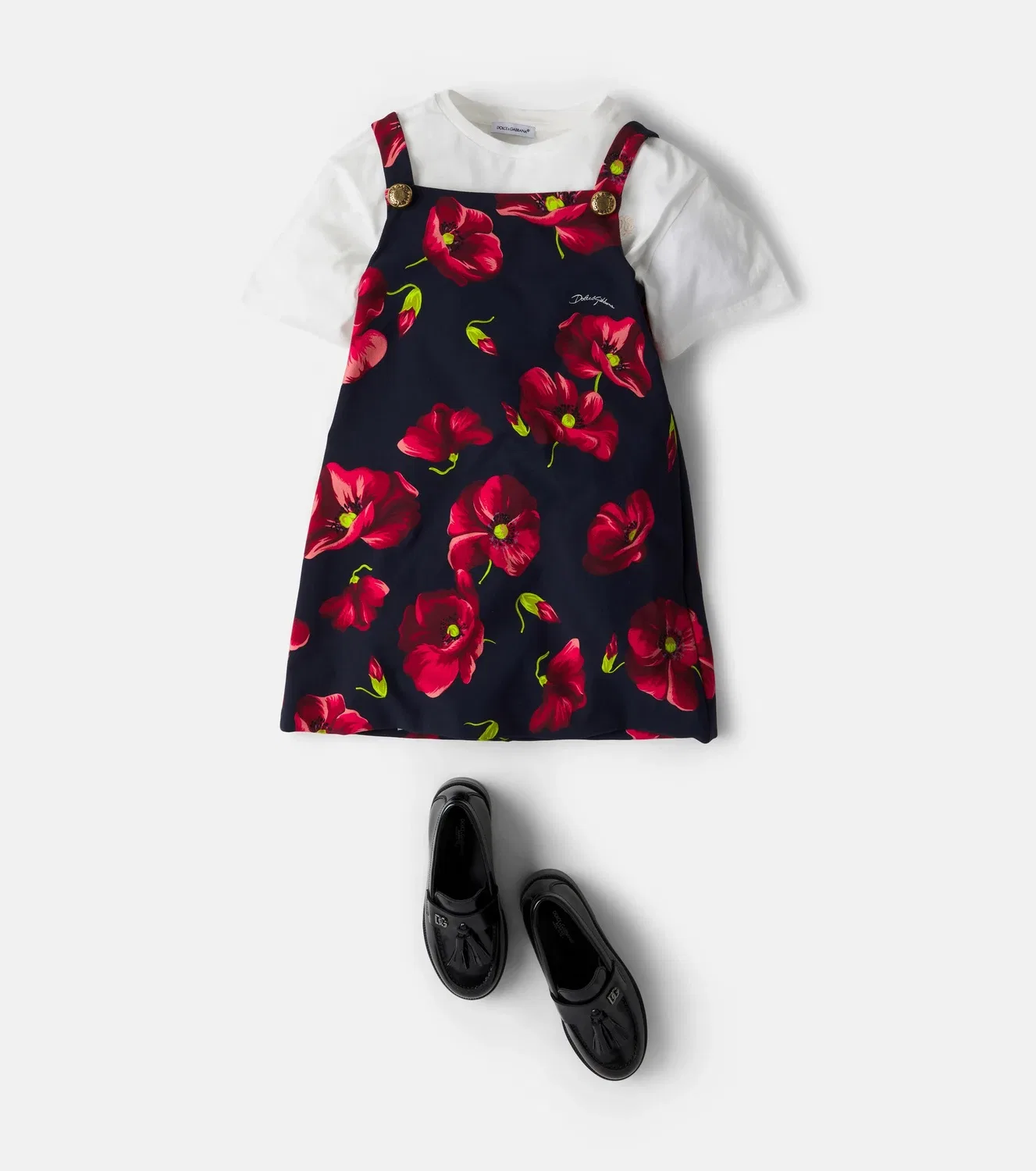 Нарядное платье с цветочным принтом Dolce&Gabbana Kids, синий — фото 2