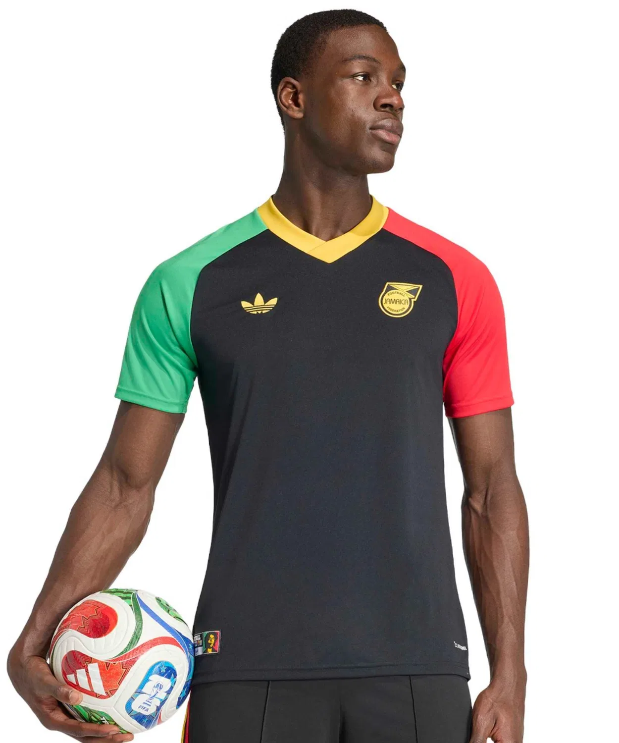 Мужская футболка с принтом Jamaica 26 x Bob Marley Away Pre Match Jersey Adidas, Black — фото 2