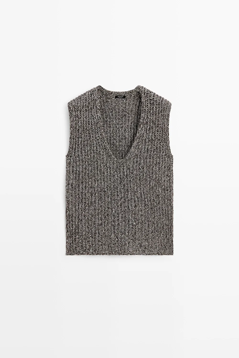 Топ Massimo Dutti Cotton Blend Heathered Knit, антрацитово-серый — фото 2
