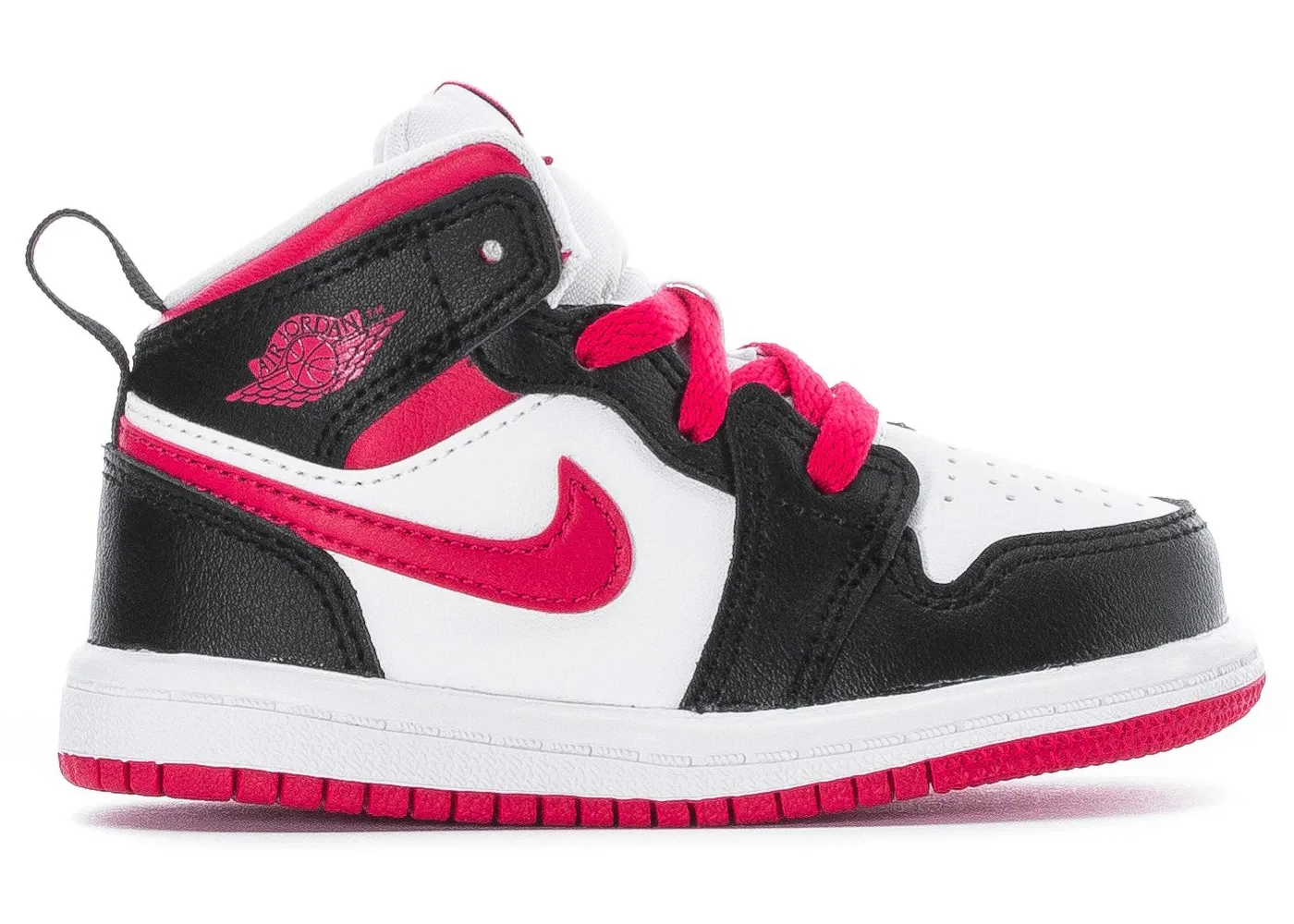 Детские кроссовки с контрастными вставками Jordan 1 Mid Jordan, White/Very Berry/Black