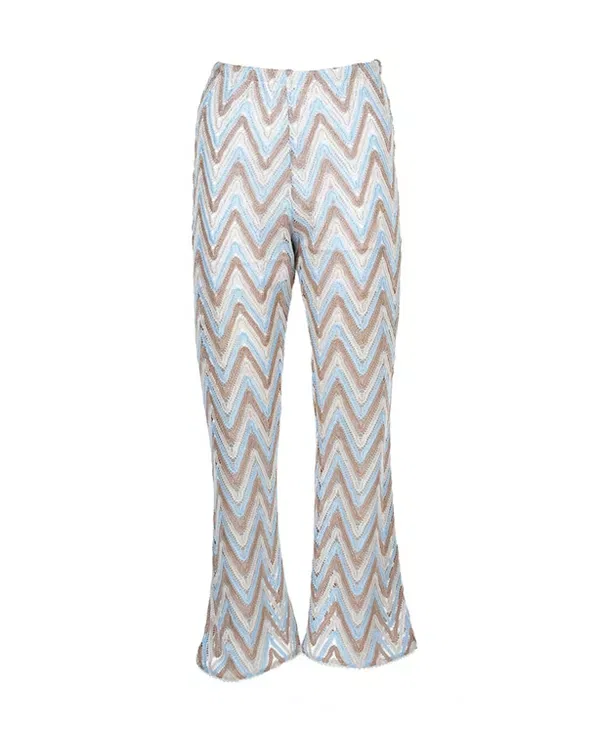 Детские брюки для девочек с принтом Retro Zig-Zag Pattern Nessi Byrd, синий