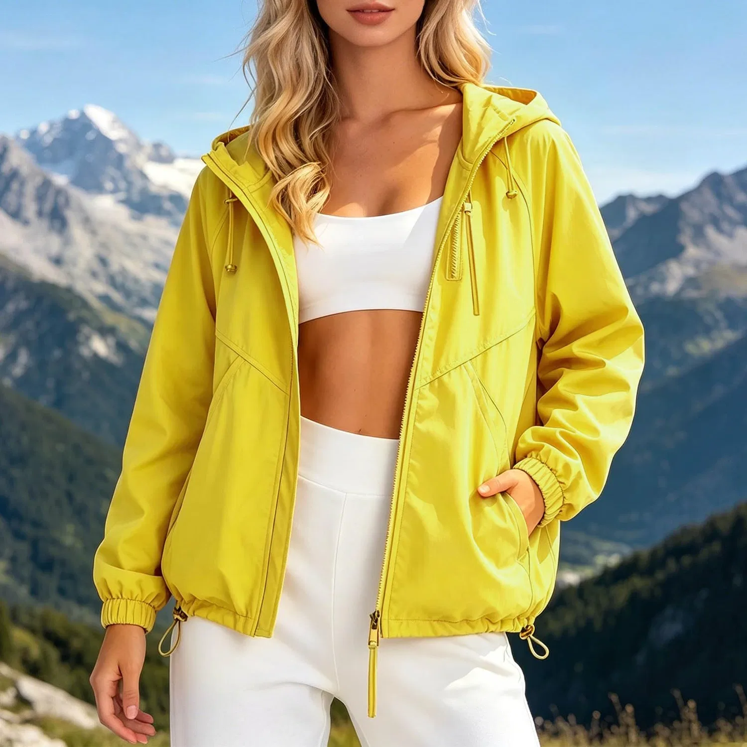 Женское пальто slim fit из нейлона, Giallo — фото 3
