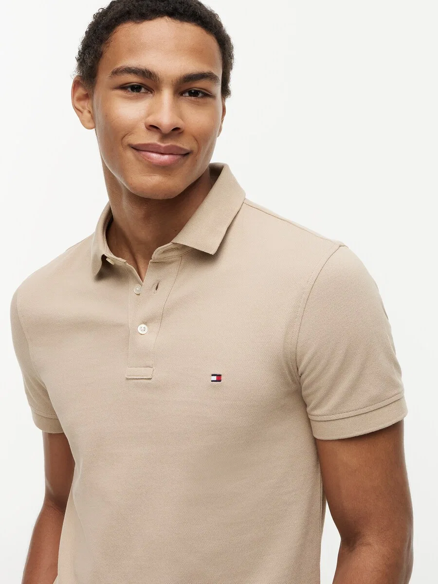 Рубашка TOMMY HILFIGER '1985 Slim Fit' бежевого цвета — фото 2