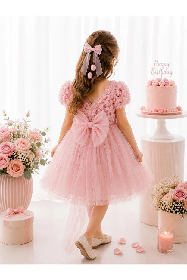 Детское платье для девочек с коротким рукавом 2Kids2Mom, Powder Pink — фото 3