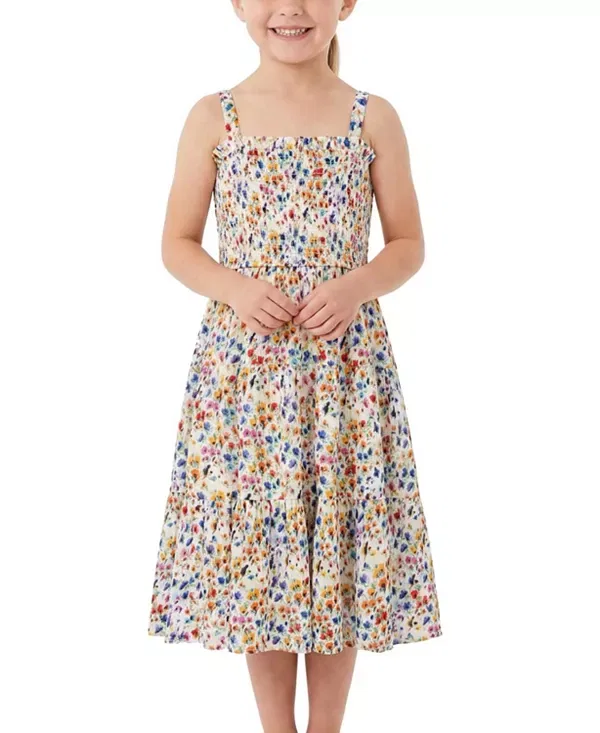 Детское платье для девочек с принтом Lila Dress Printed Tiered Smocked Dress Change Of Scenery, Wildflower Fields