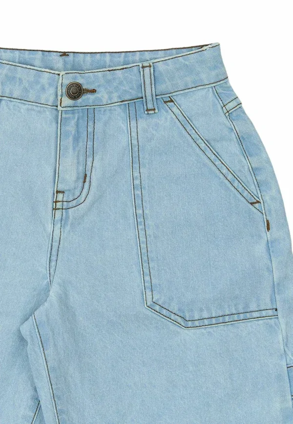 Шорты джинсовые Tnsavid baggy fit worker shorts The New, light blue denim, светло-голубой — фото 3