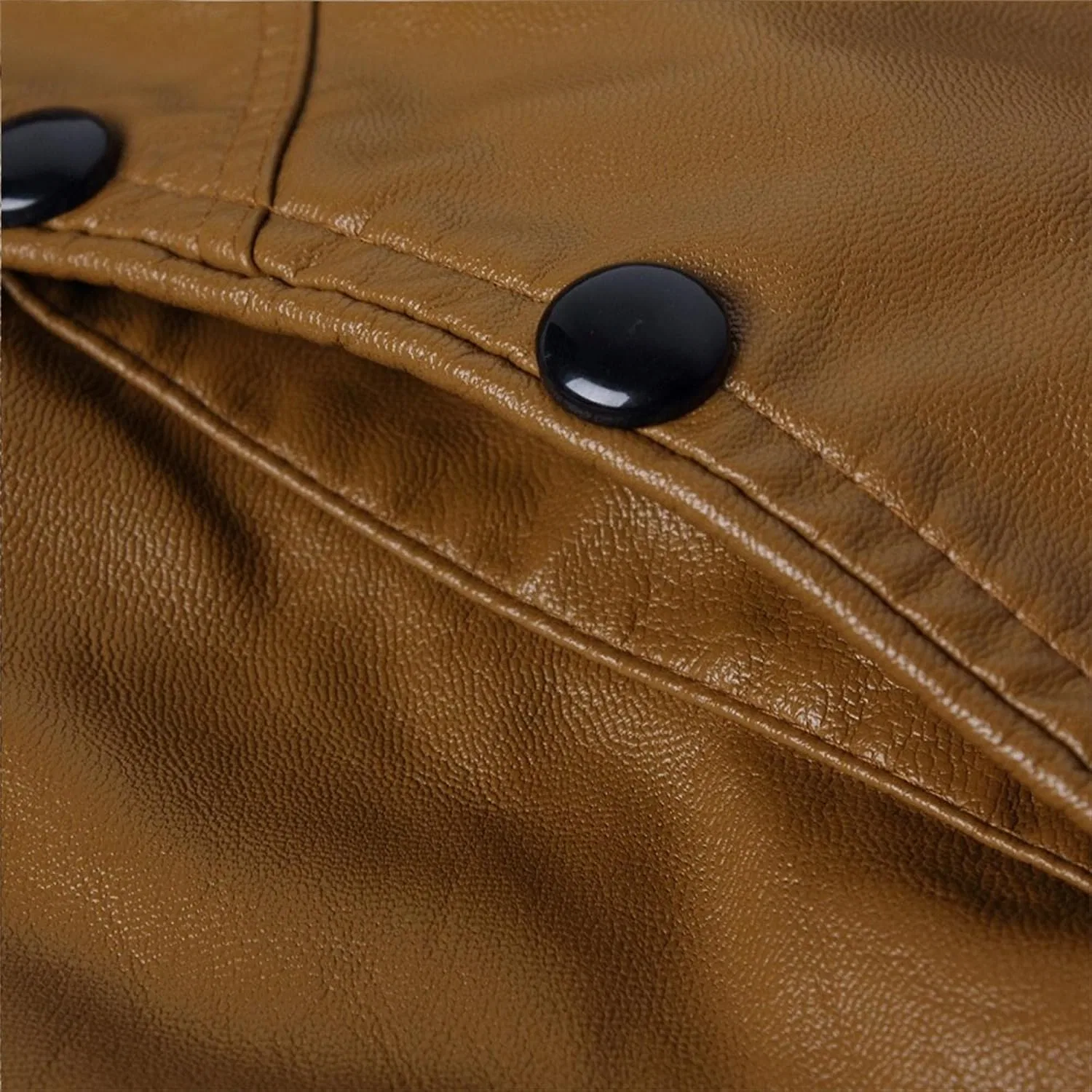 Мужское кожаное пальто с воротником-стойкой, Slim Fit, мотоциклетный стиль, хаки — фото 2