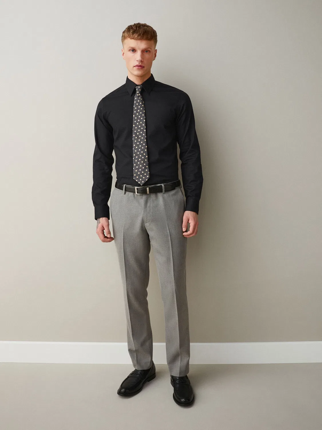 Рубашка с текстурой, slim fit, Black Next, черный — фото 2