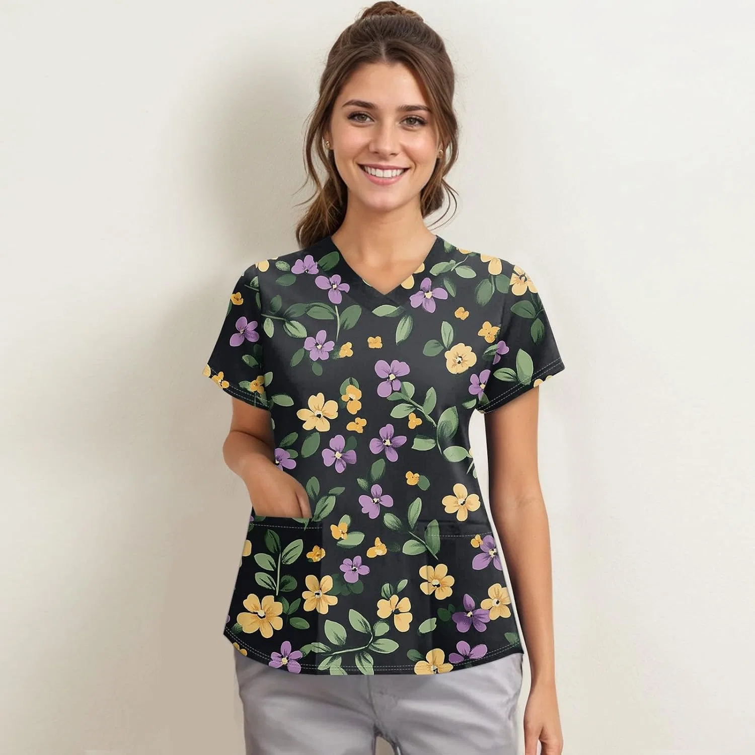 Женская футболка с V-образным вырезом Summer Tops, 1-dunkelgrün — фото 3
