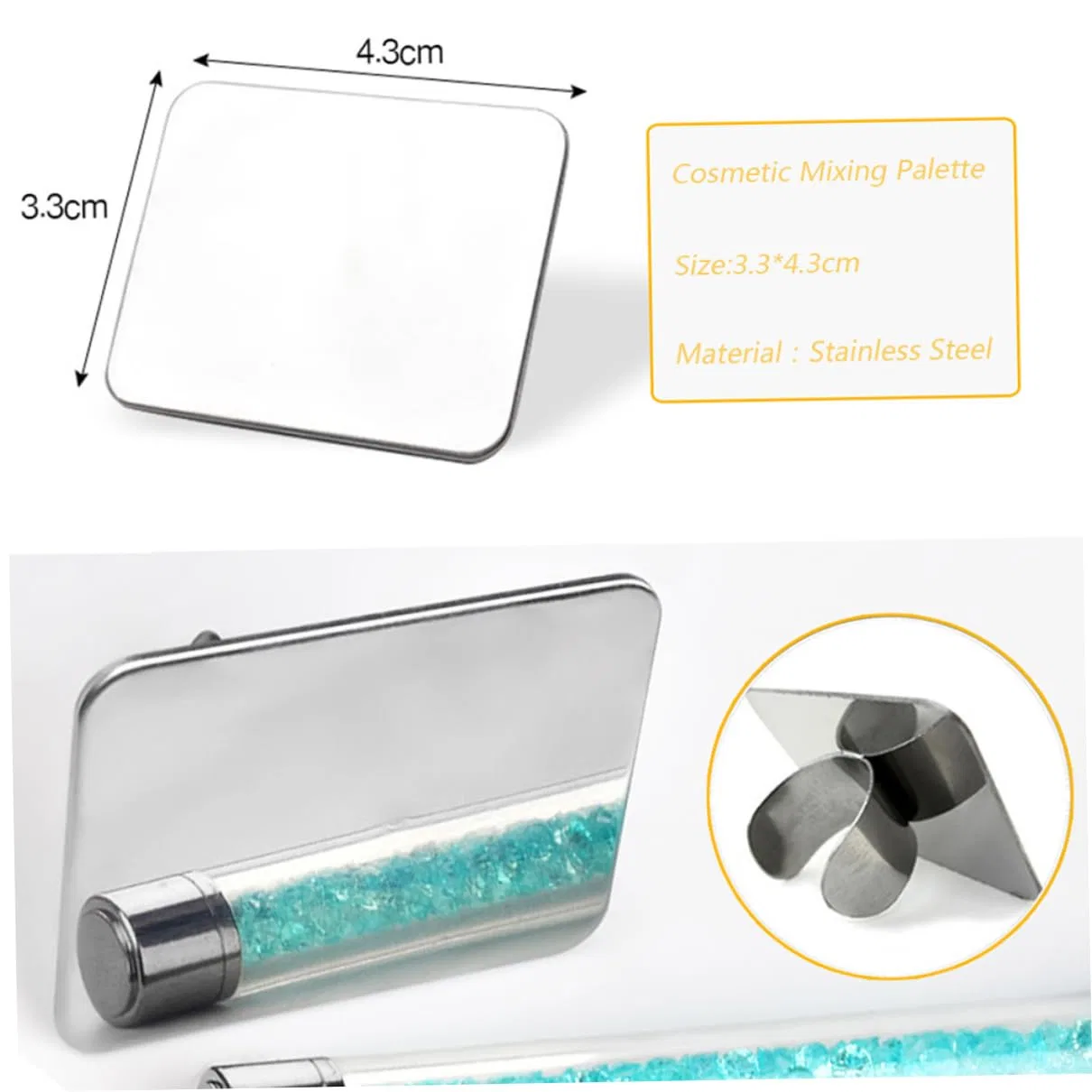 Палетка для ногтей, прямоугольная, Whyzsjnclg, 1 шт, 43x32 мм, Silver — фото 2