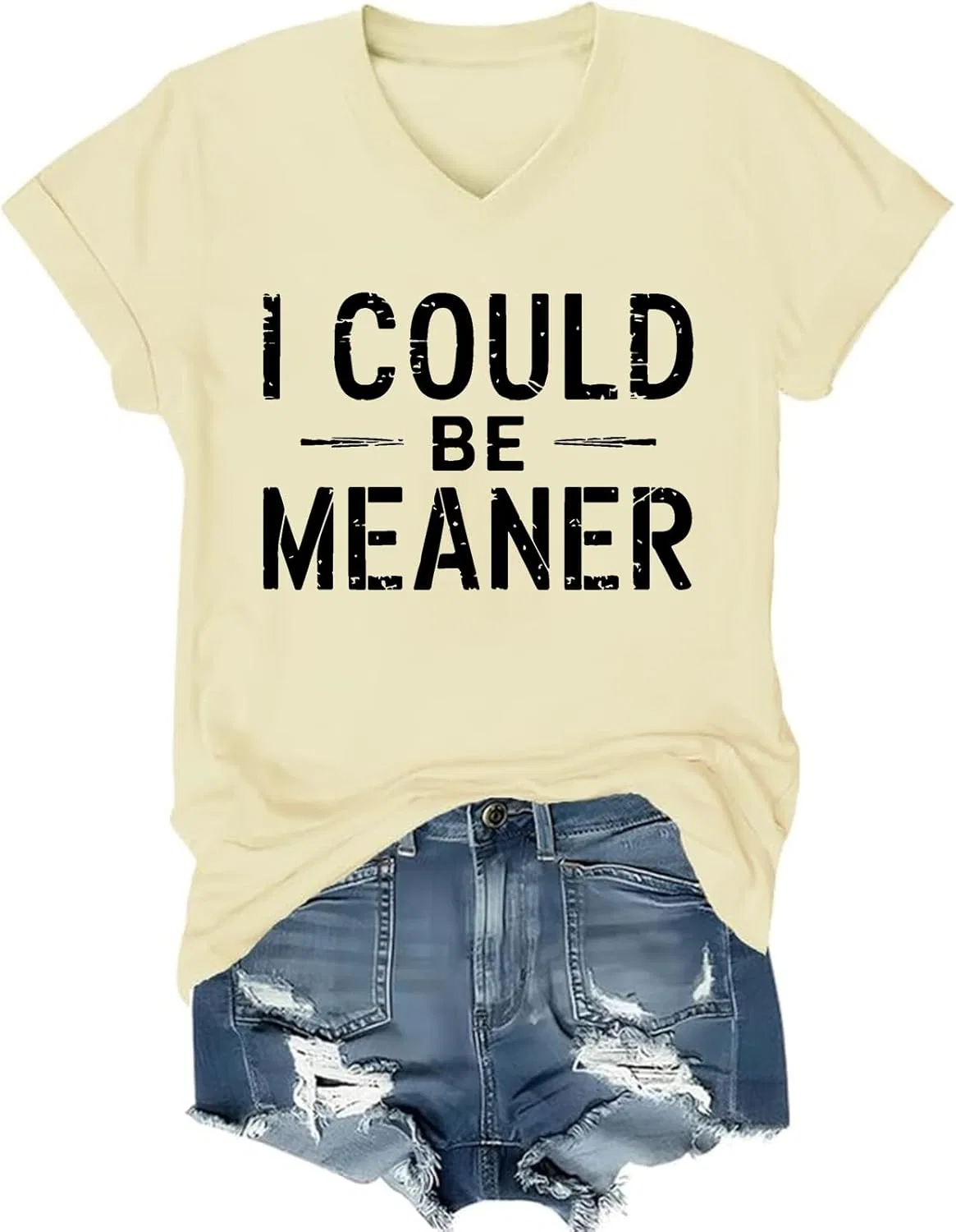 Женская футболка с V-образным вырезом I Could Be Meaner, Yellow