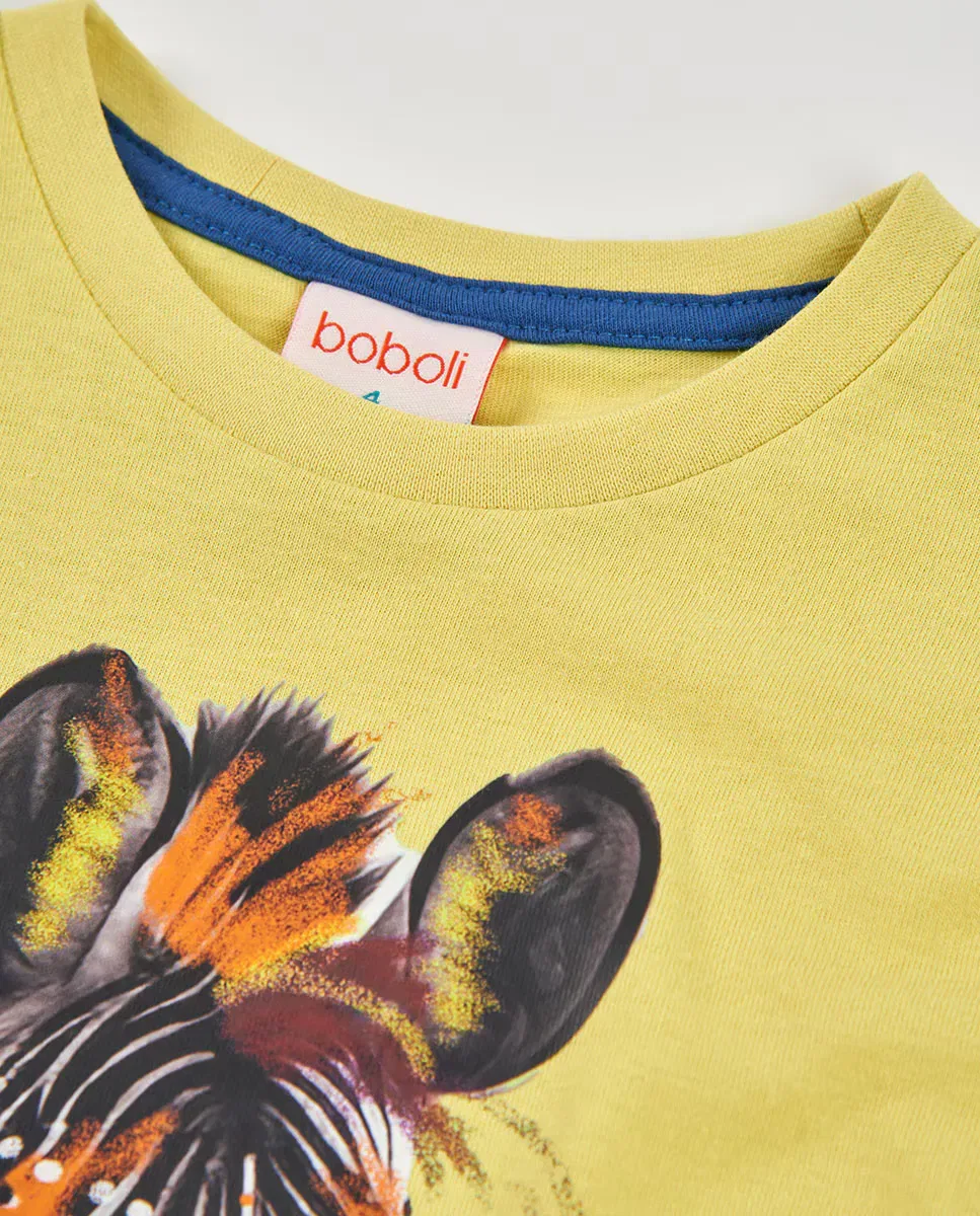 Детская футболка для мальчиков хлопковая Boboli, Amarillo Negro — фото 2