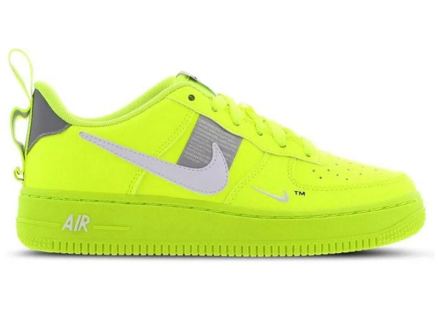 Детские кроссовки с перфорированным носком Nike Air Force 1 LV8 Utility, Volt/White-Black-Wolf Grey