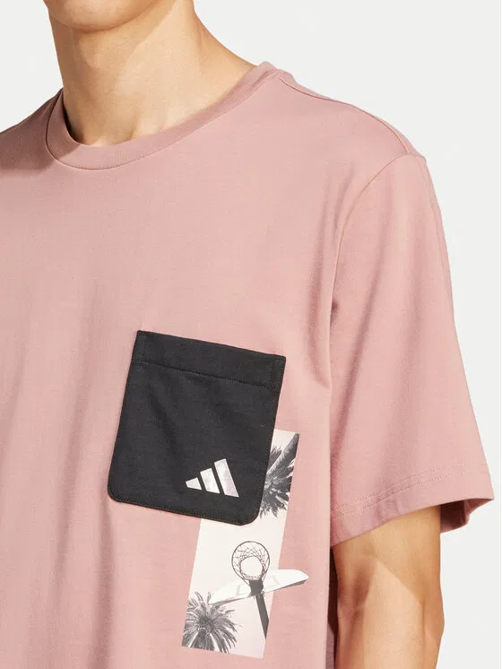 Футболка loose fit Lens Elevated Pocket Graphic Adidas, розовый — фото 4