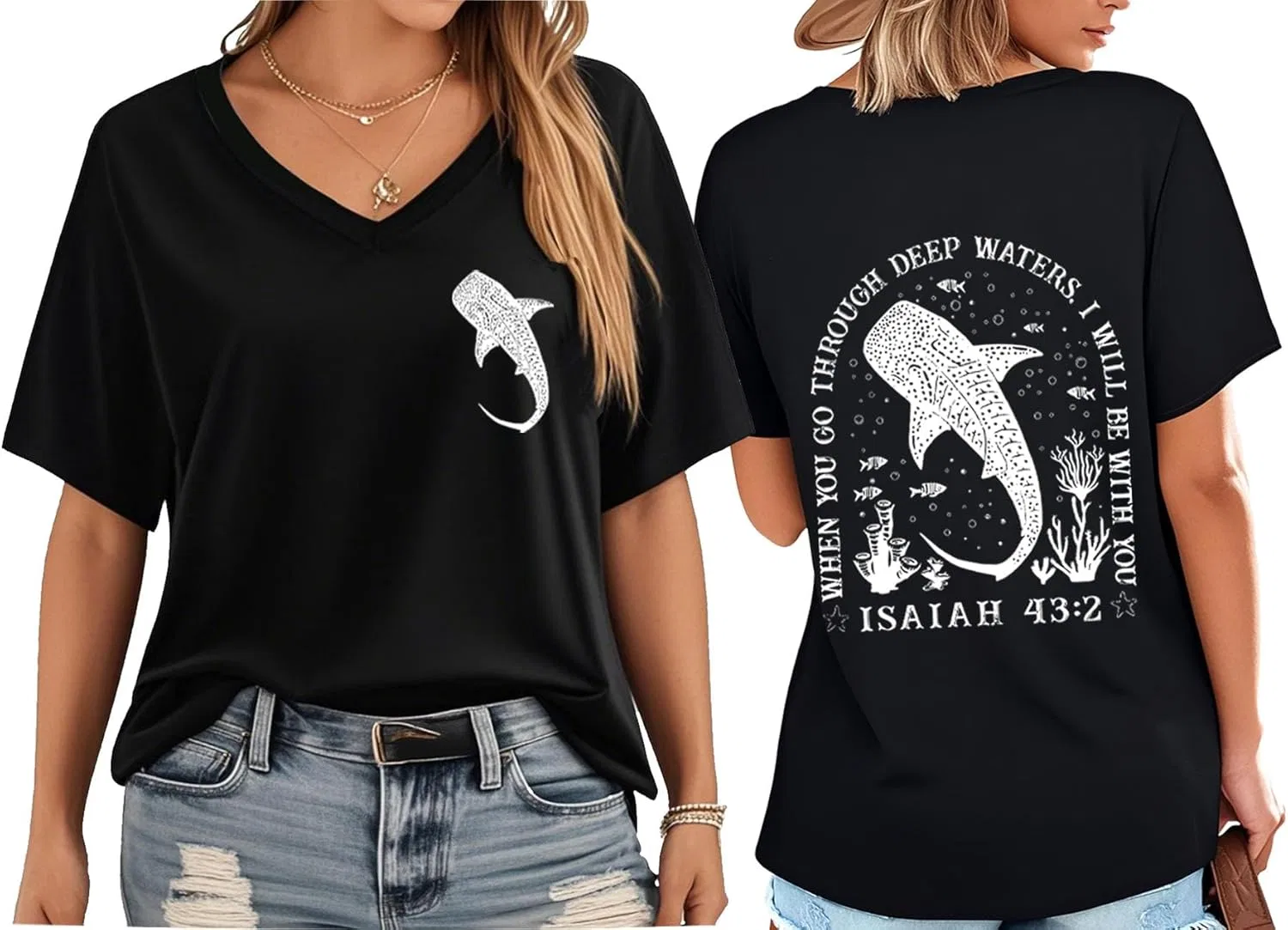 Футболка с китовой акулой Regular Fit, Black