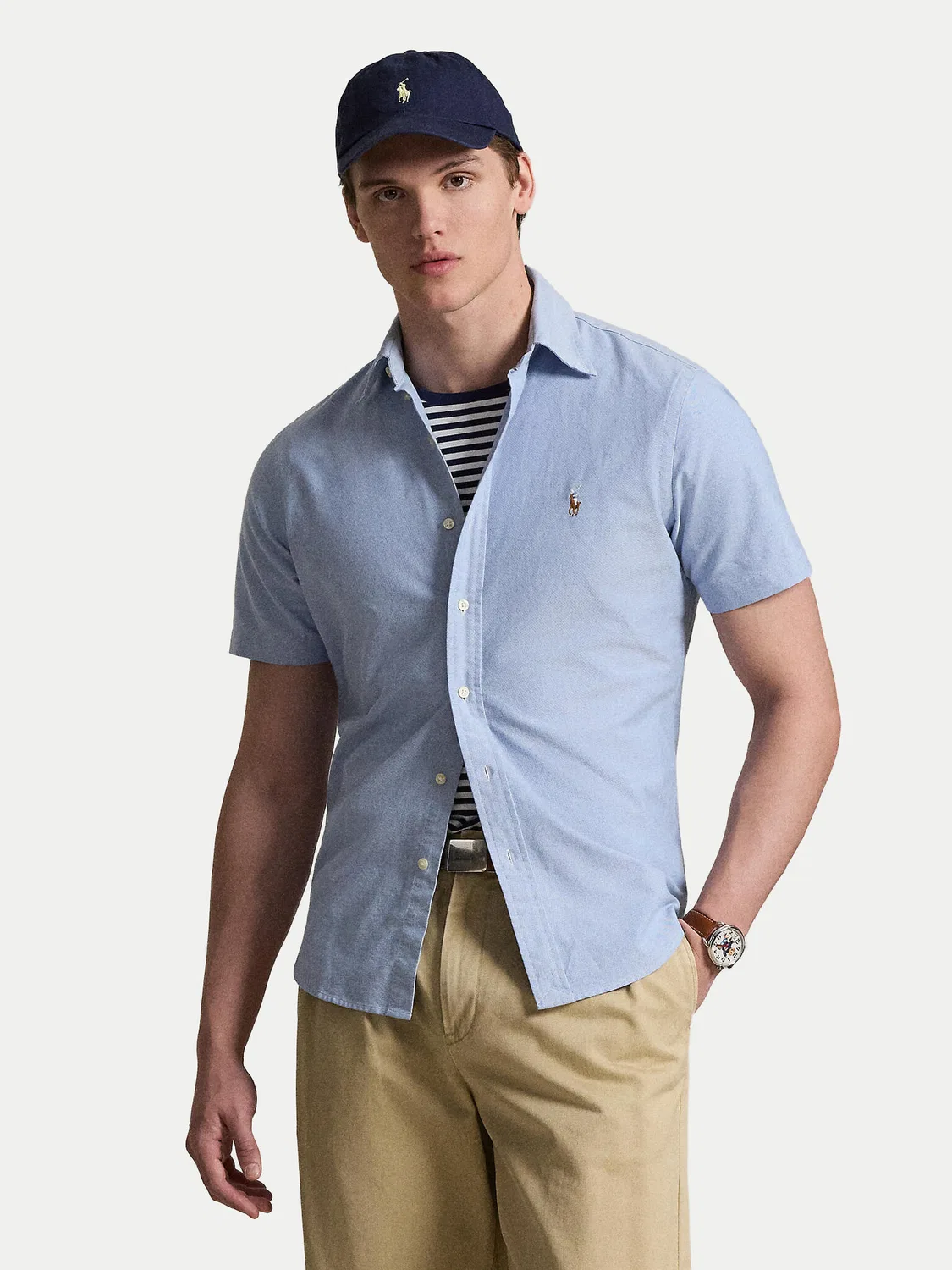 Мужская рубашка небесно-голубая приталенного кроя Polo Ralph Lauren, голубой