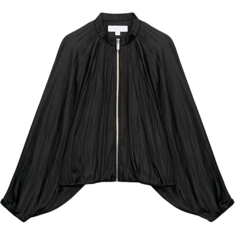 Женская куртка прямого кроя с круглым вырезом Black ZARA, Black