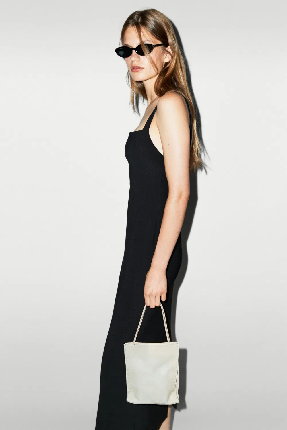 Платье Massimo Dutti, миди на бретелях, черный — фото 3