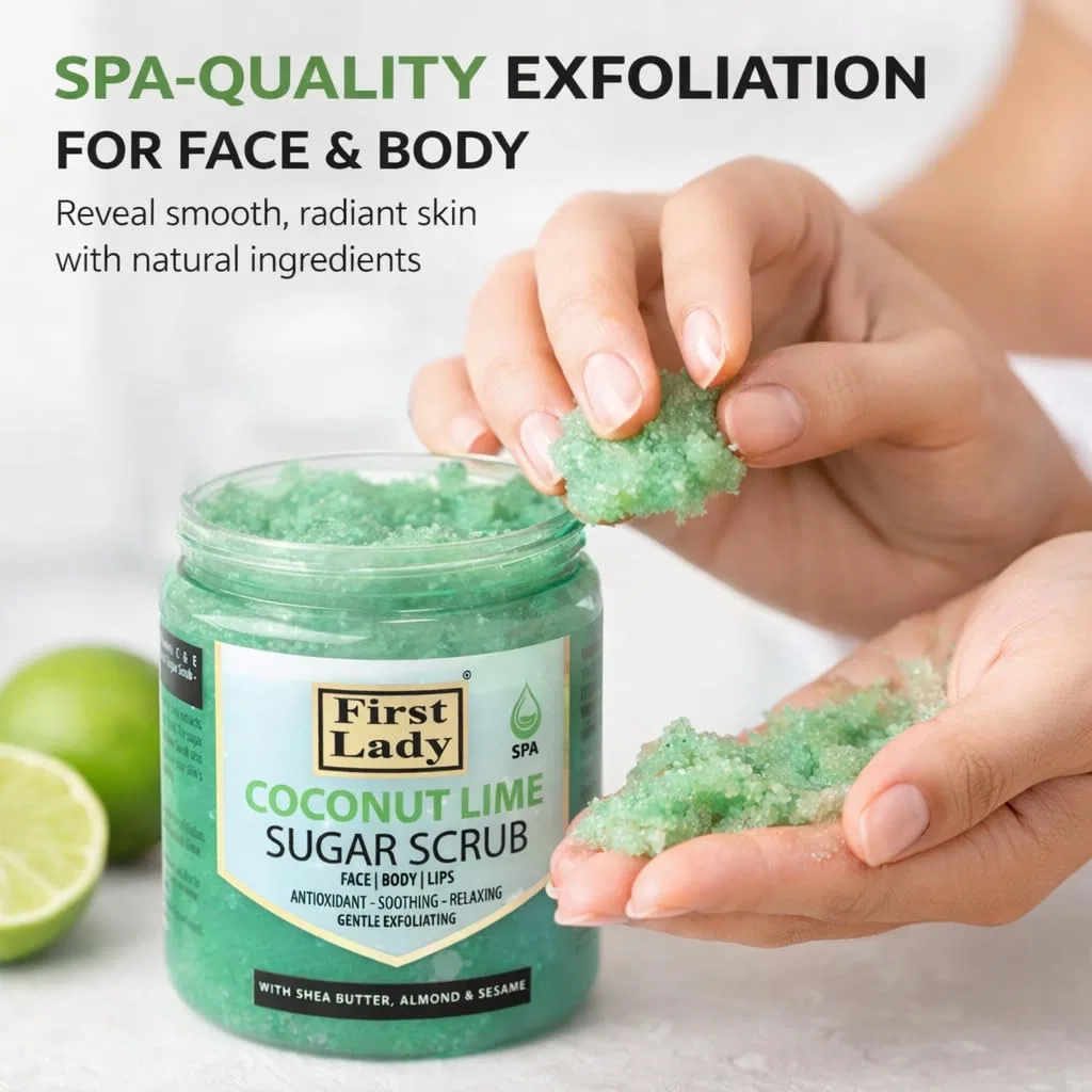 Скраб для тела и лица Coconut Lime Sugar Scrub, FIRST LADY, 500 мл — фото 3