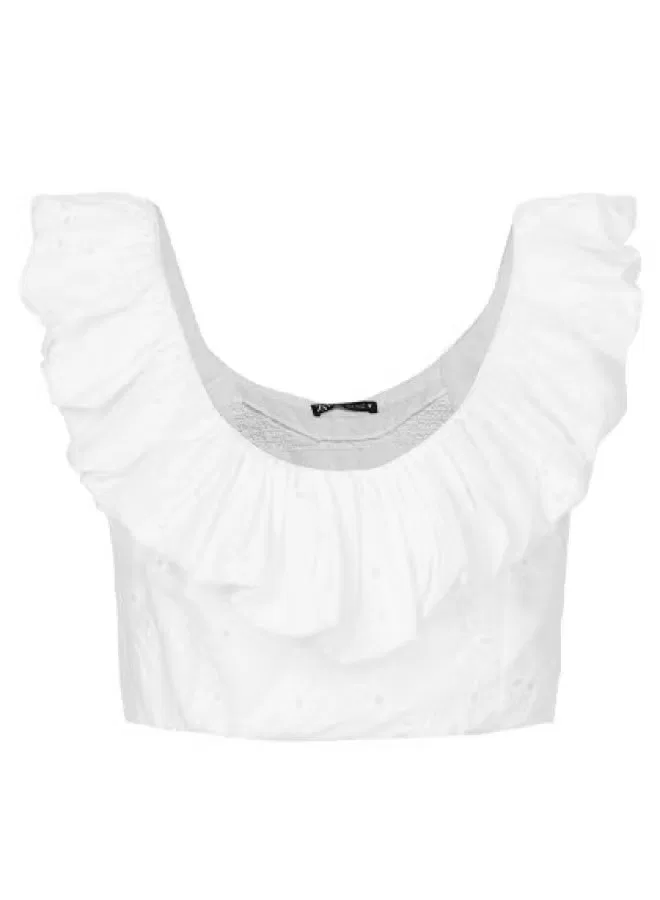 Блузка с открытыми плечами Zara, белая