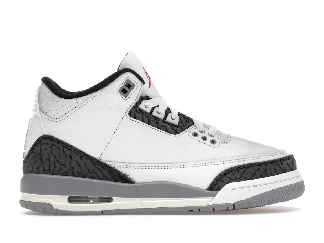 Детские кроссовки с перфорацией Jordan 3 Retro, Summit White/Fire Red/Cement Grey/Black